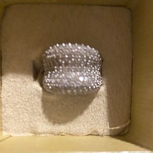 Cocktail ring sterling sliver with diamonique